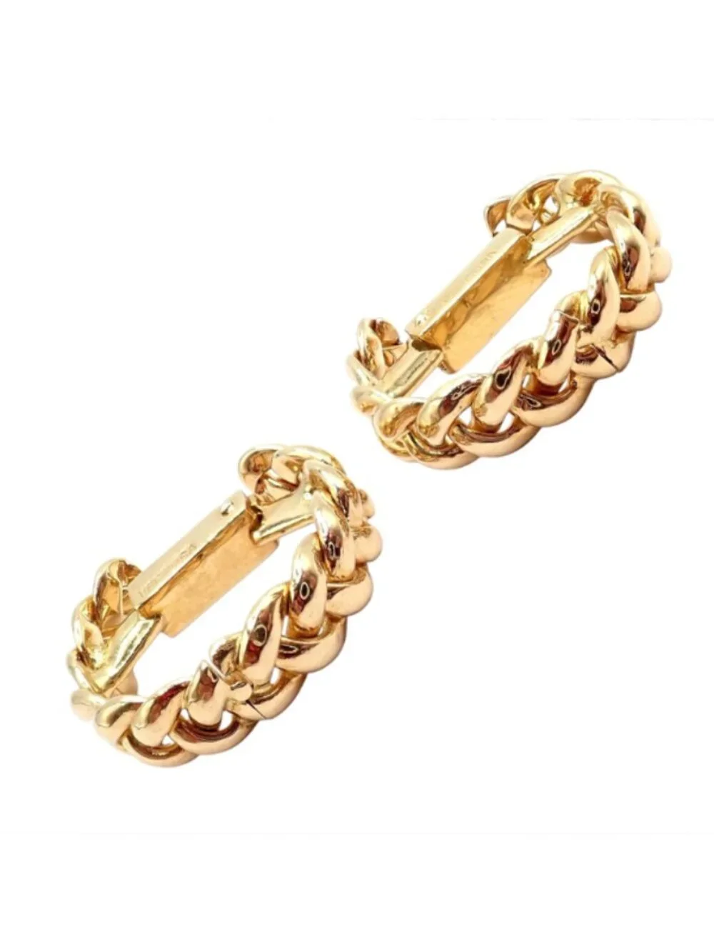 Authentic! Verdura 18k Yellow Gold Classic Rope Stirrup Cufflinks